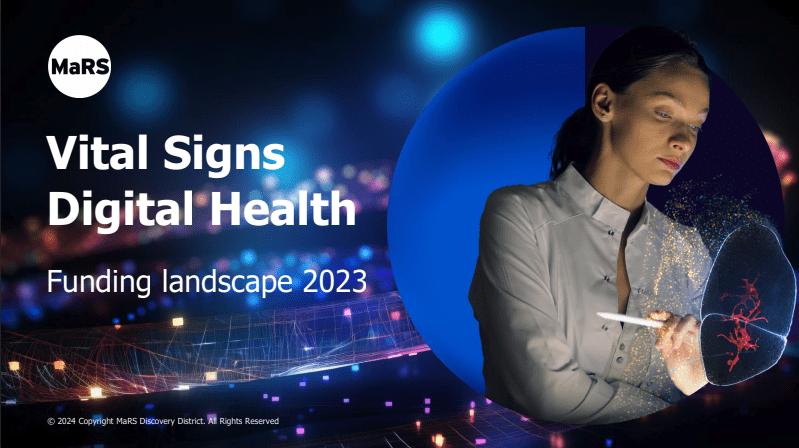 screenshot of the first slide for Vital Signs Digital Health: funding landscape 2023.